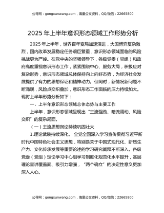 2025年上半年意识形态领域工作形势分析