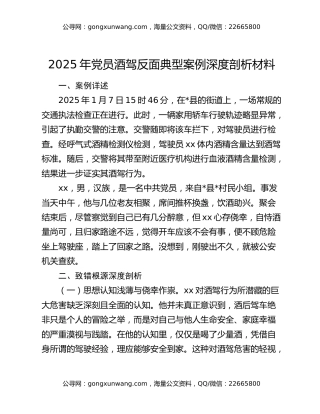 2025年党员酒驾反面典型案例深度剖析材料