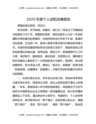2025年度个人述职述廉报告