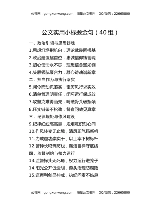 公文实用小标题金句（40组）