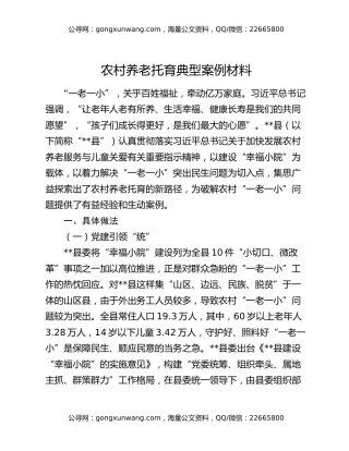 农村养老托育典型案例材料