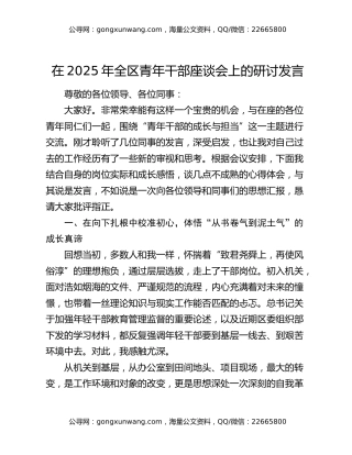 在2025年全区青年干部座谈会上的研讨发言