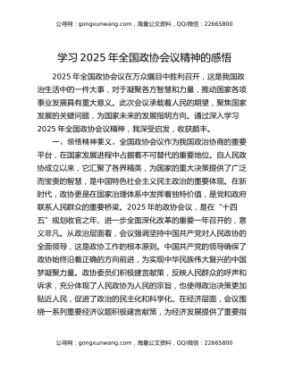 学习2025年全国政协会议精神的感悟