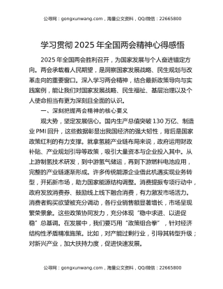 学习贯彻2025年全国两会精神心得感悟