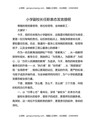 小学副校长任职表态发言提纲