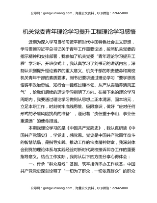 机关党委青年理论学习提升工程理论学习感悟
