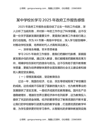 某中学校长学习2025年政府工作报告感悟