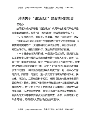 某镇关于“四型政府”建设情况的报告