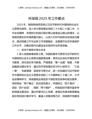 环保局2025年工作要点