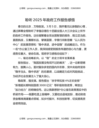 聆听2025年政府工作报告感悟