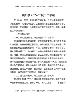 镇妇联2024年度工作总结