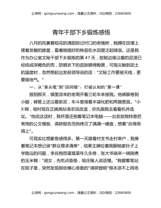 青年干部下乡锻炼感悟