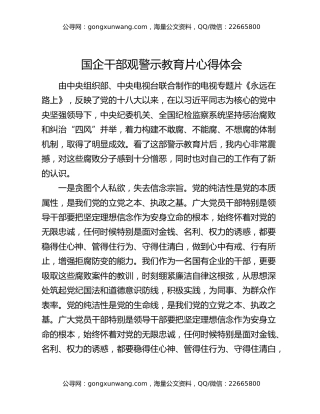 国企干部观警示教育片心得体会
