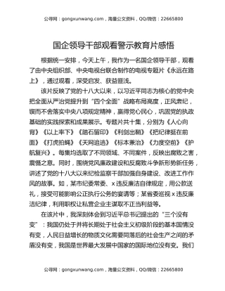 国企领导干部观看警示教育片感悟