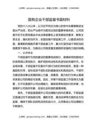 国有企业干部监督书面材料