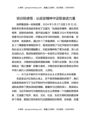 培训班感悟：从延安精神中汲取奋进力量