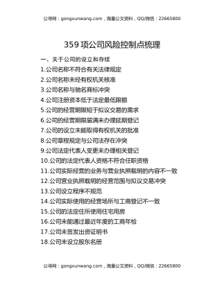 359项公司风险控制点梳理