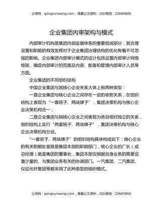 企业集团内审架构与模式
