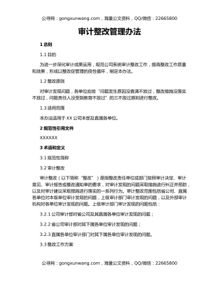 审计整改管理办法