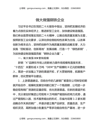 做大做强钢铁企业