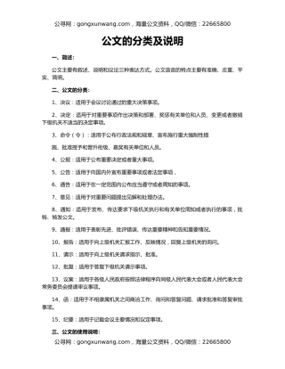 公文的分类及说明