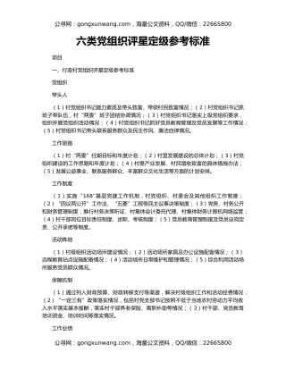 六类党组织评星定级参考标准