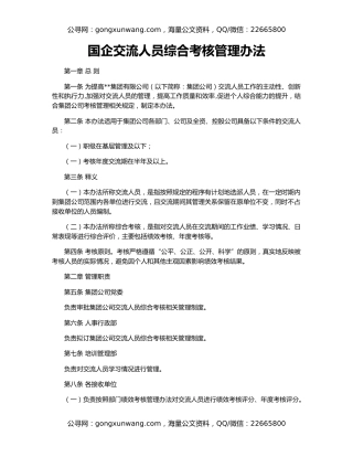 国企交流人员综合考核管理办法