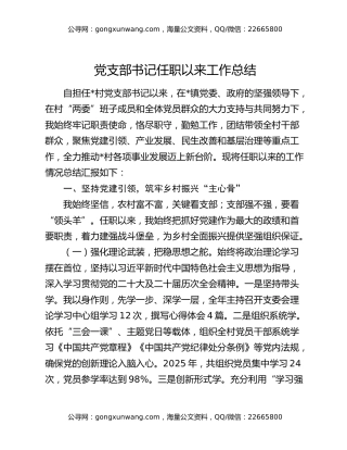 党支部书记任职以来工作总结