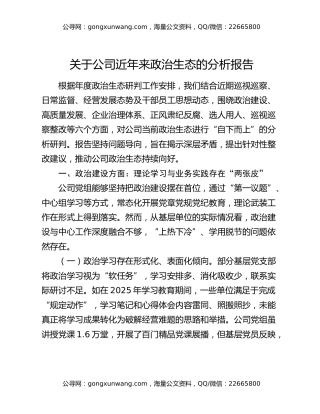 关于公司近年来政治生态的分析报告