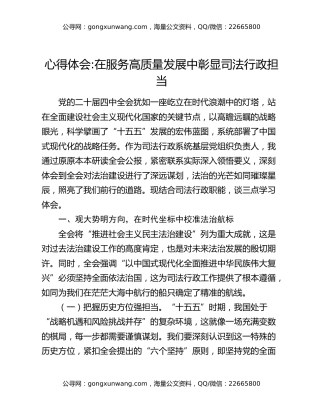 心得体会在服务高质量发展中彰显司法行政担当