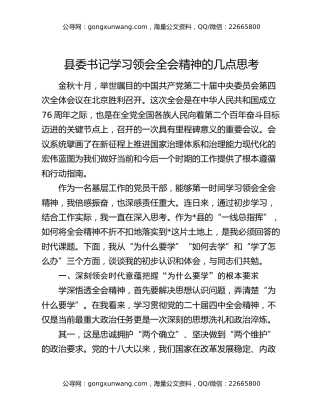 县委书记学习领会四中全会精神的几点思考