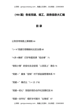 各省党建、组工、政务信息大汇编（980篇）