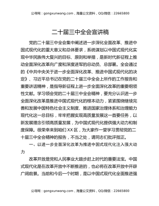 二十届三中全会宣讲稿