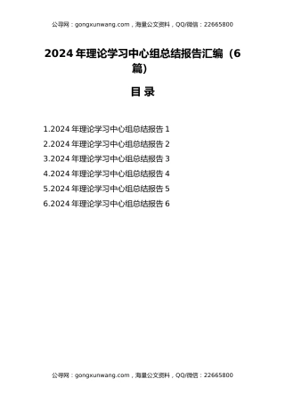 2024年理论学习中心组总结报告汇编