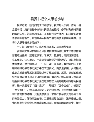 县委书记个人思想小结