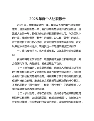 2025年度个人述职报告