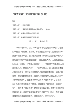 “国之大者”交流发言汇编（4篇）
