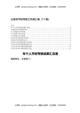 公务员平时考核工作表汇编（11篇）