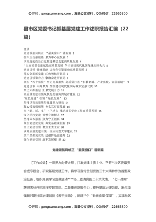 县市区党委书记抓基层党建工作述职报告汇编（22篇）
