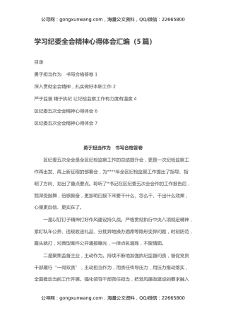 学习纪委全会精神心得体会汇编（5篇）