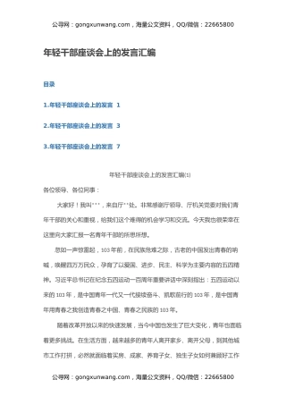 年轻干部座谈会上的发言汇编