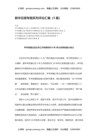 新华日报专题系列评论汇编（5篇）