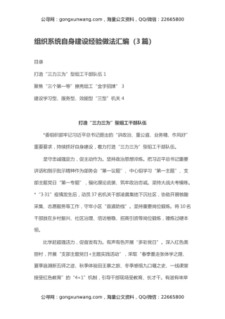 组织系统自身建设经验做法汇编（3篇）