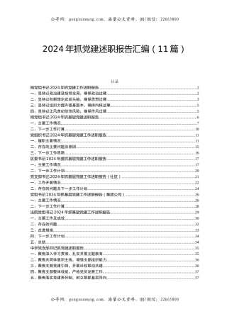 2024年抓党建述职报告汇编（11篇）（2）