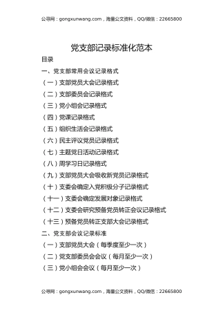党支部记录标准化范本