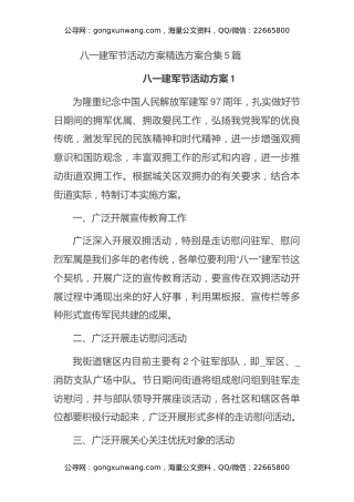 八一建军节活动方案精选方案合集5篇