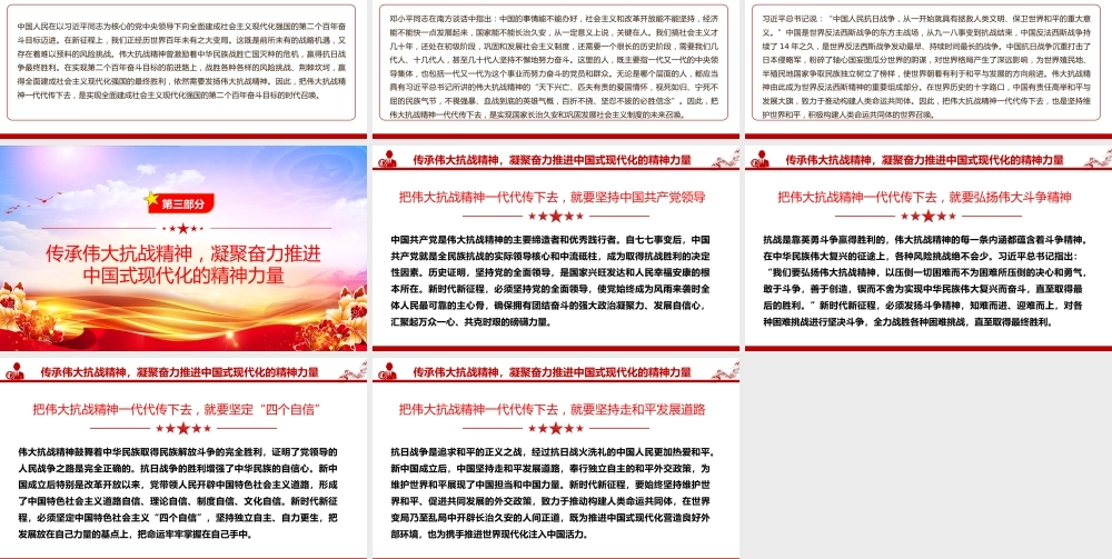 党课PPT：传承伟大抗战精神，凝聚奋力推进中国式现代化的精神力量