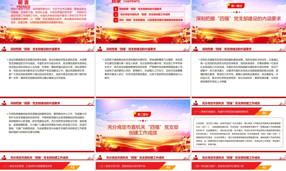 党课PPT：深化“四强”党支部建设，以高质量党建引领保障高质量发展