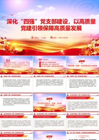党课PPT：深化“四强”党支部建设，以高质量党建引领保障高质量发展