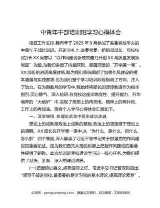 中青年干部培训班学习心得体会（3）